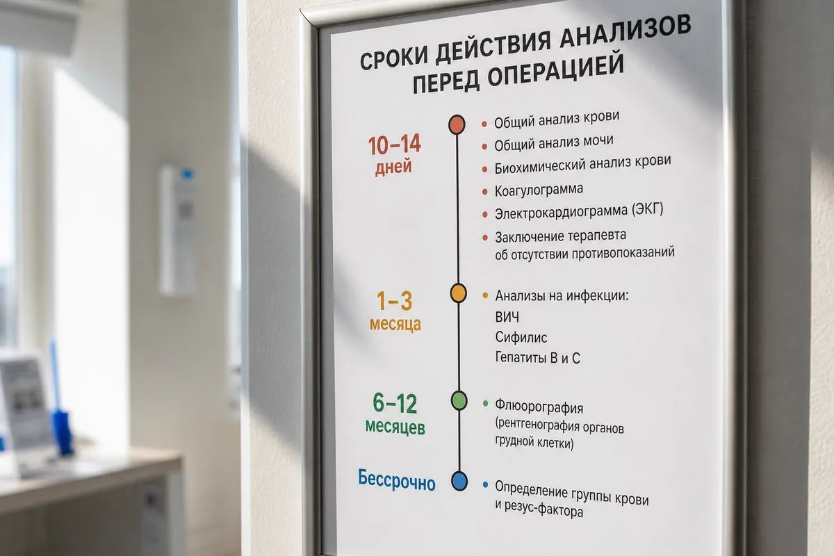 Анализы перед операцией и госпитализацией: полный чек-лист и сроки действия исследований